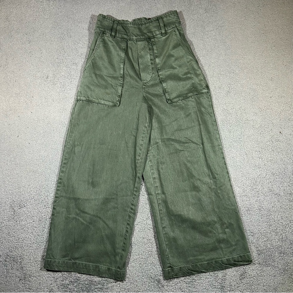 Young Fabulous Broke Wide Leg Green Crop Pants Small